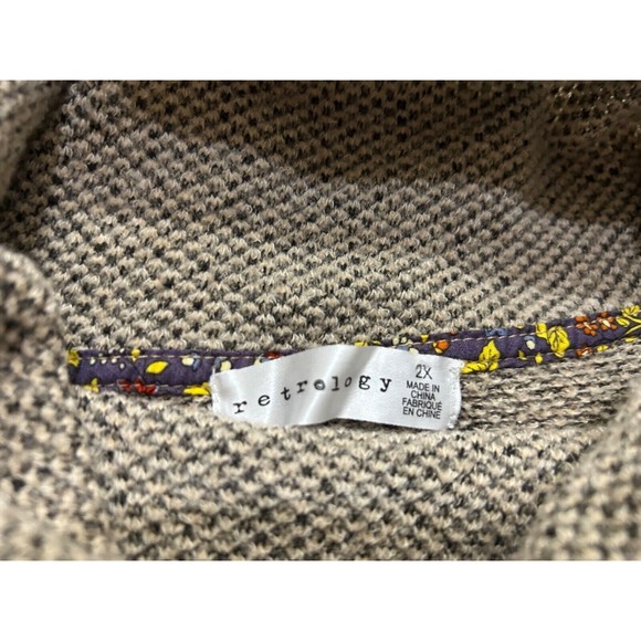 Retrelogy Sweater Womens Size 2X Tan Knit 3/4 Sleeve Button Pullover Cowl Neck - Picture 3 of 5